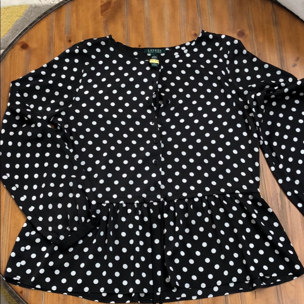 Peplum Drawstring Ralph Lauren Blouse